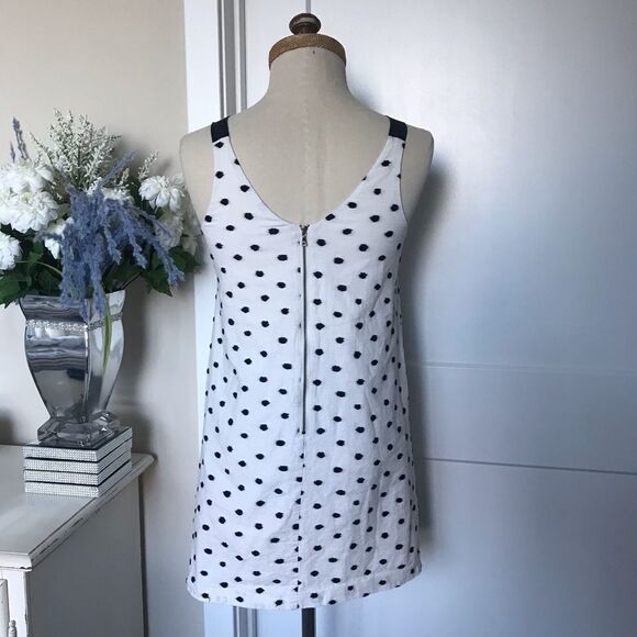Loft Cotton Polkadot Mini V-Neck Shiftdress size 0 - Picture 3 of 6